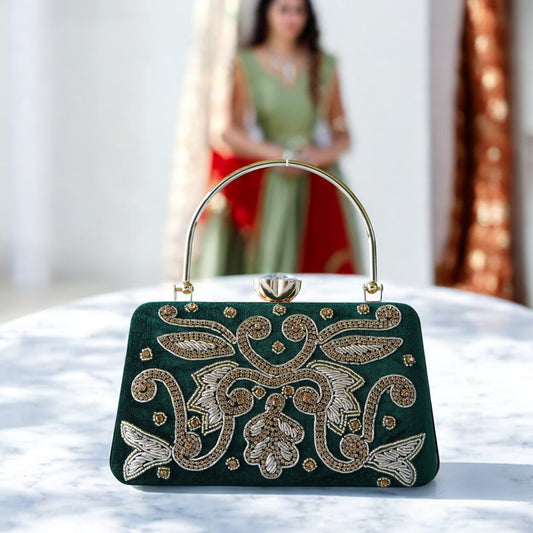 green designer clutch bag
