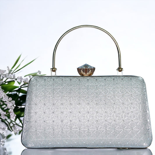 silver bridal clutch bag