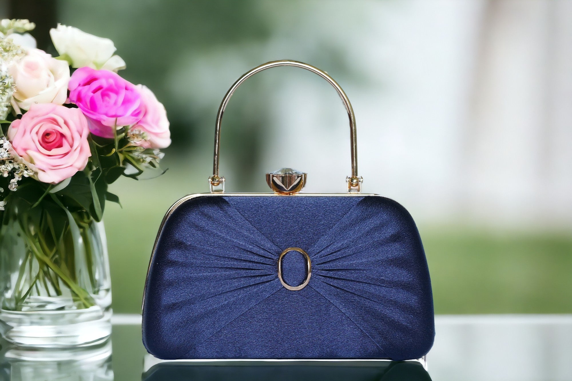 Designer navy clutch bag best sale