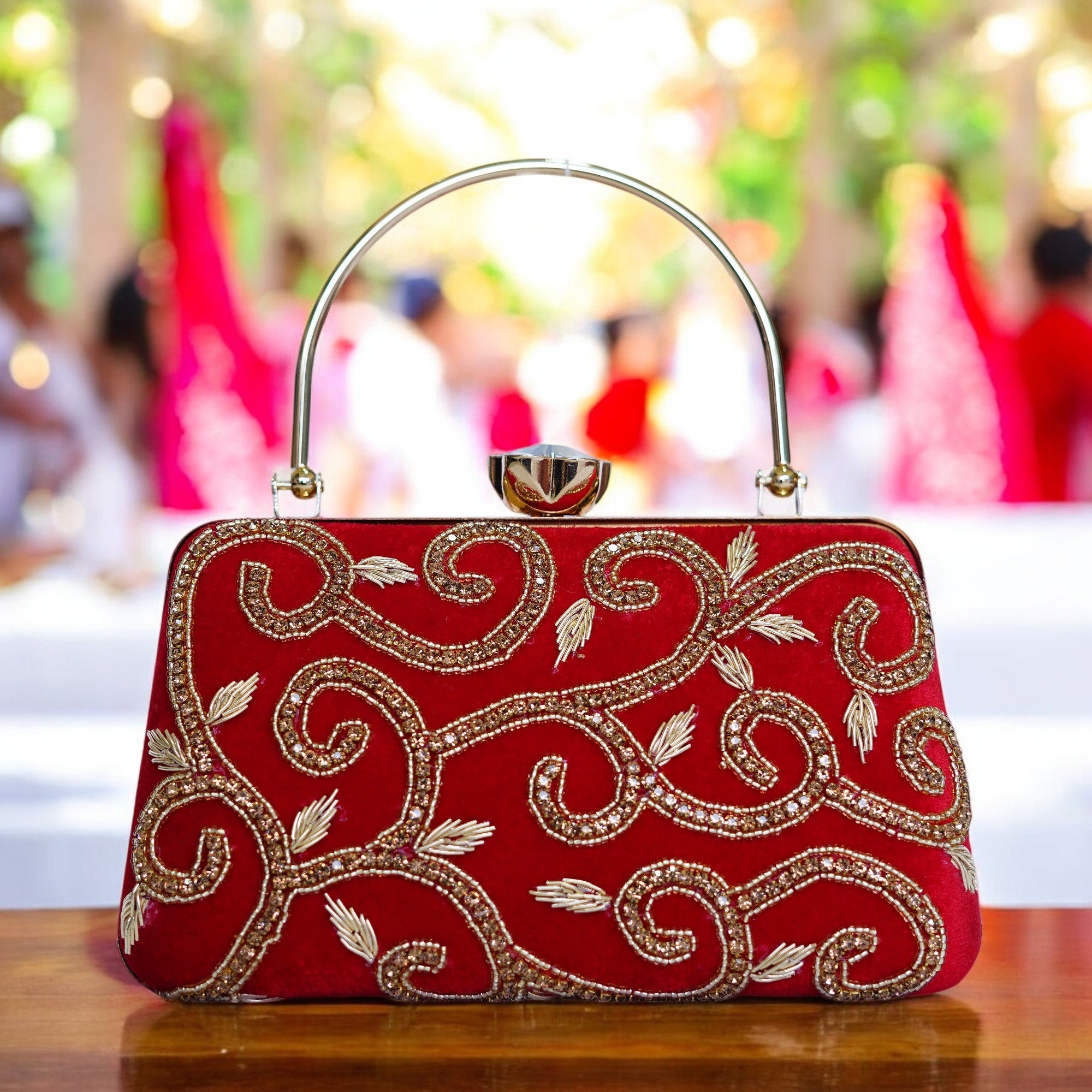 Red clutch bags for weddings on sale