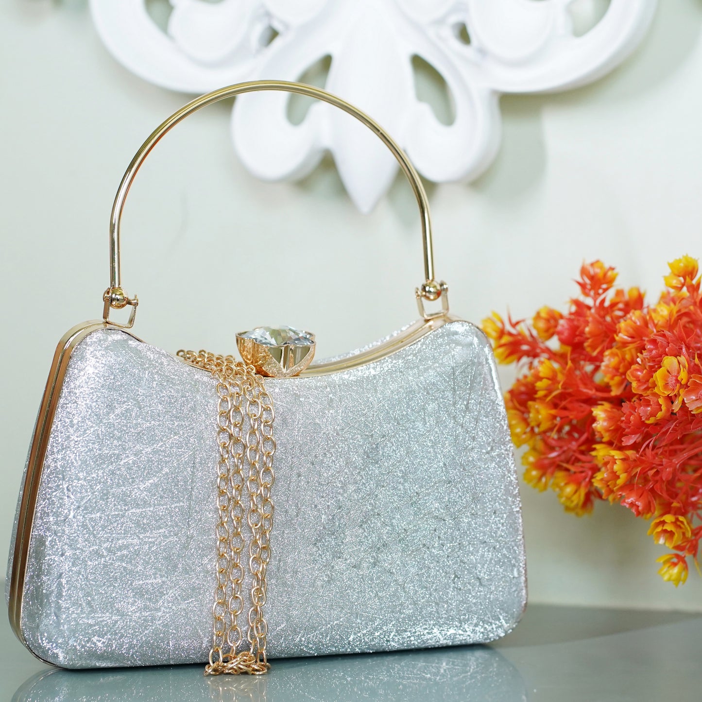 silver bridal bag