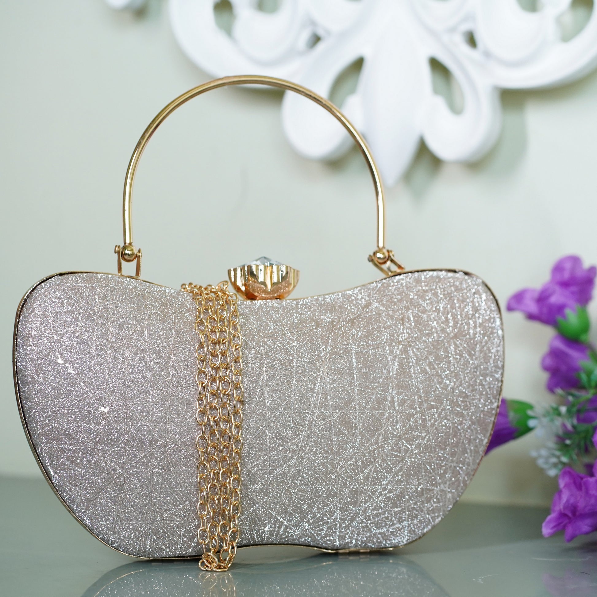 silver bridal clutch